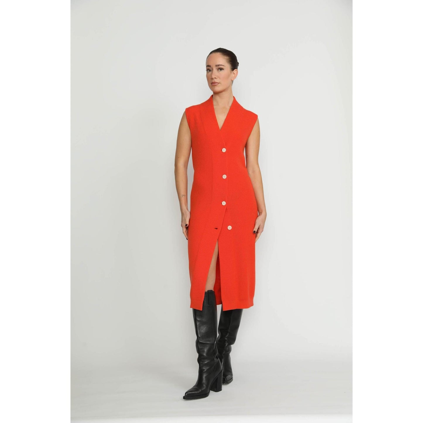 Women Arlesheim Dress - Arlesheim Orange Knit Dress