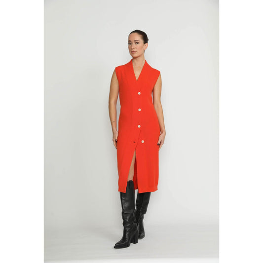 Women Arlesheim Dress - Arlesheim Orange Knit Dress