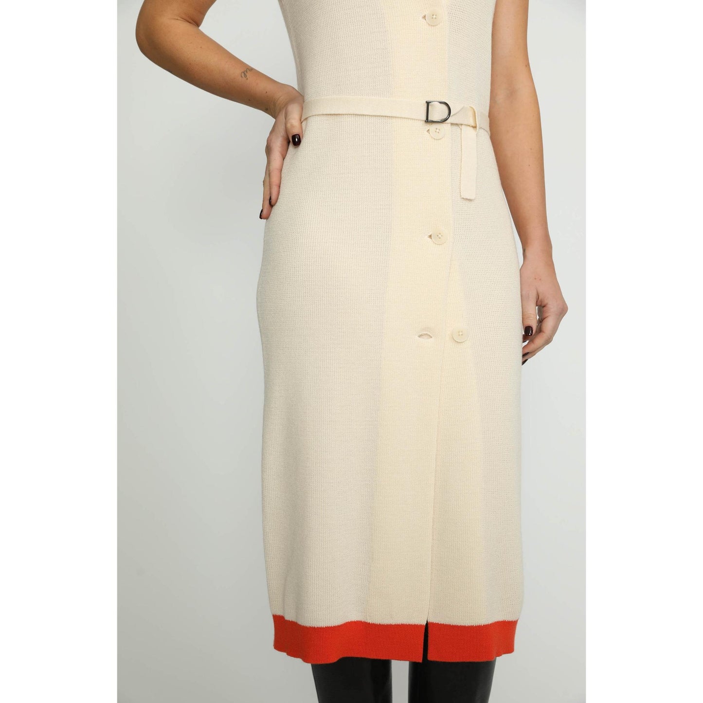 Women Arlesheim Dress - Arlesheim White/Orange Knit Dress
