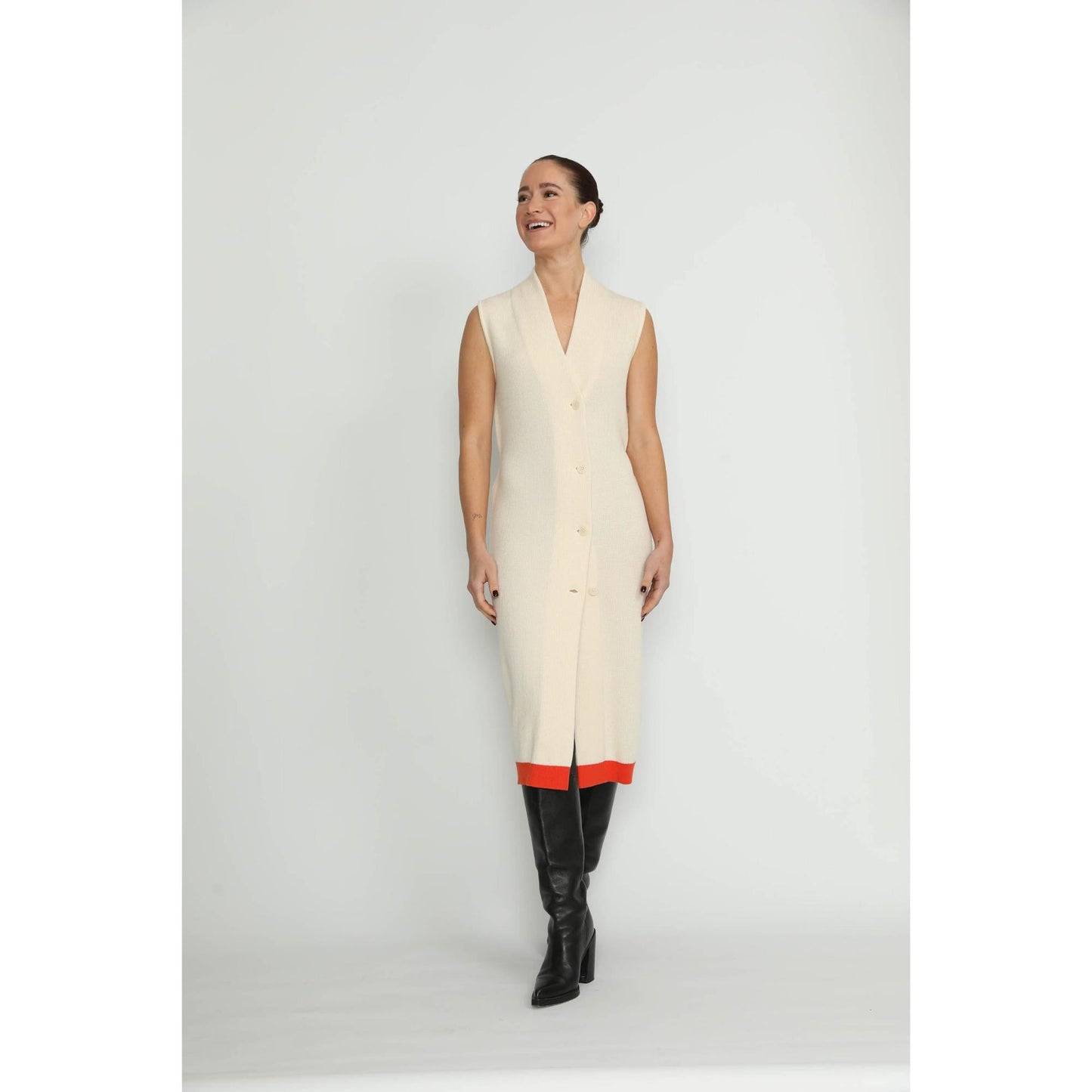 Women Arlesheim Dress - Arlesheim White/Orange Knit Dress