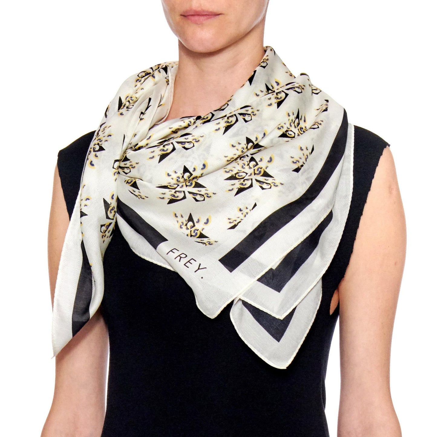 Women Mallorca Scarf - Luxurious Silk/ Modal Print Twill Shawl Scarf - Print Yellow