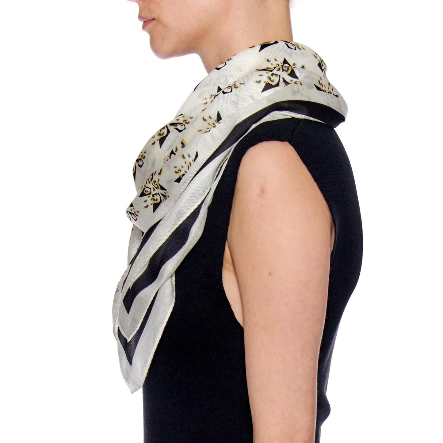 Women Mallorca Scarf - Luxurious Silk/ Modal Print Twill Shawl Scarf - Print Yellow