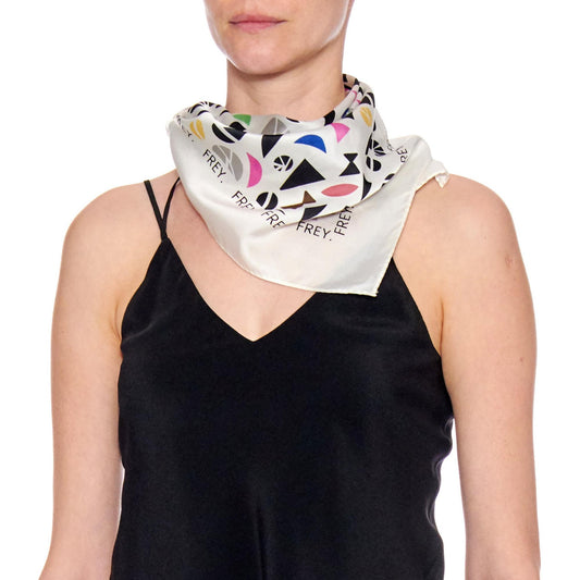 Women Ibiza Scarf - Luxury Silk/ Cotton Twill Printed Bandana Scarf - Print Multi colour