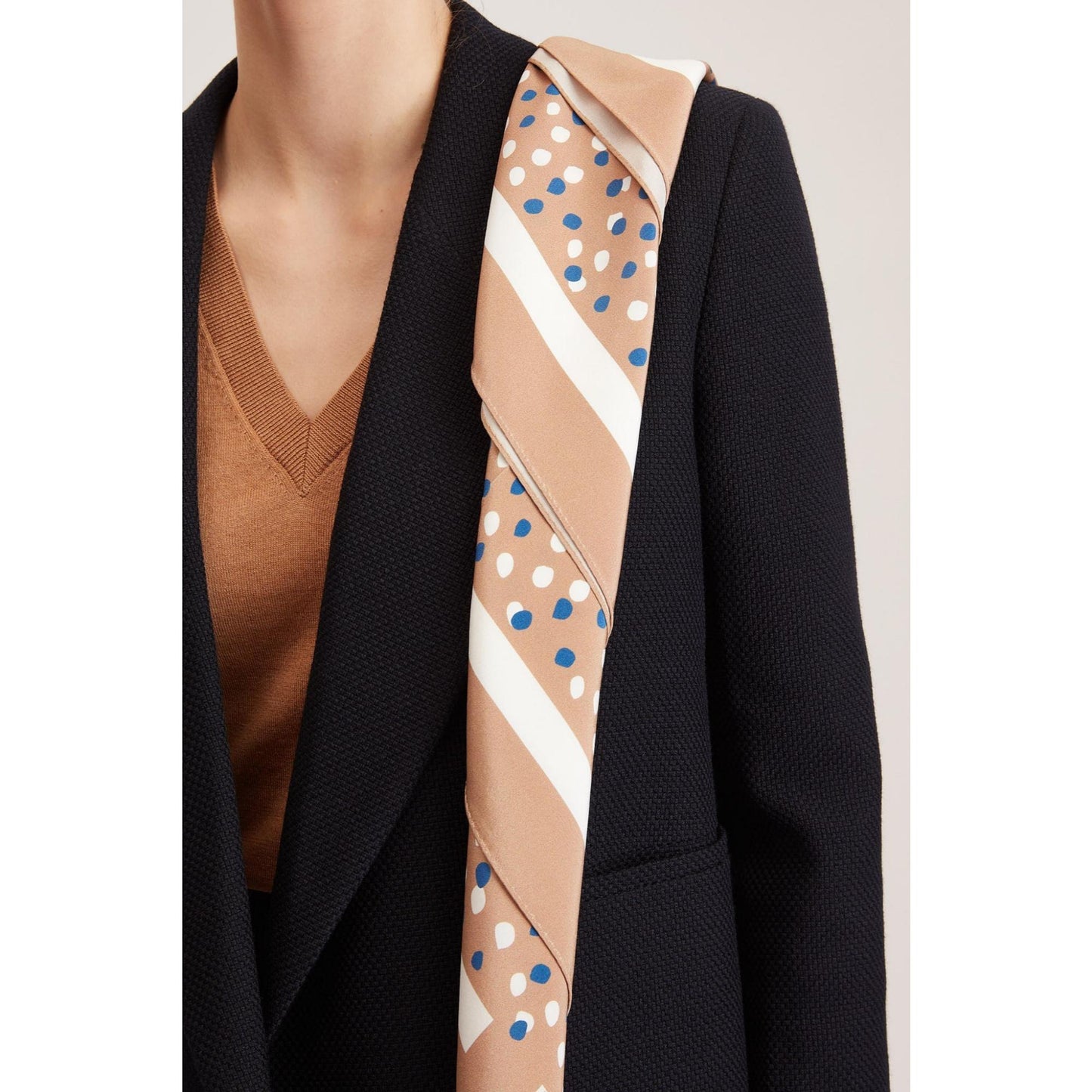 Women St Ive Scarf - Luxury Crepe Silk Printed Shawl Scarf - Beige