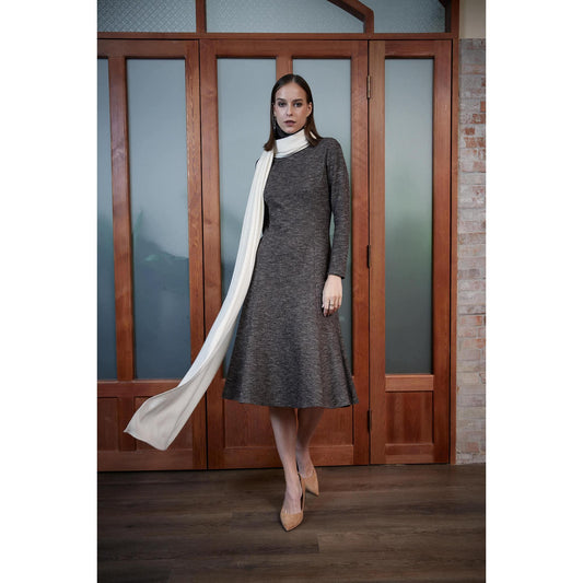Women Caimbra Knit Scarf - Twill Knit Shawl in White
