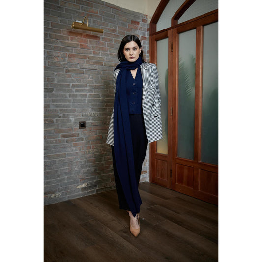 Women Caimbra Knit Scarf - Twill Knit Shawl in Blue
