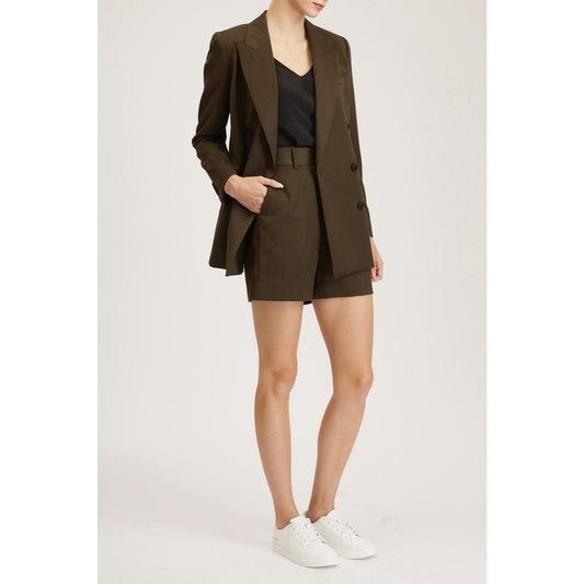 Women Bolton Shorts - Tailored High Waisted Shorts - Khaki