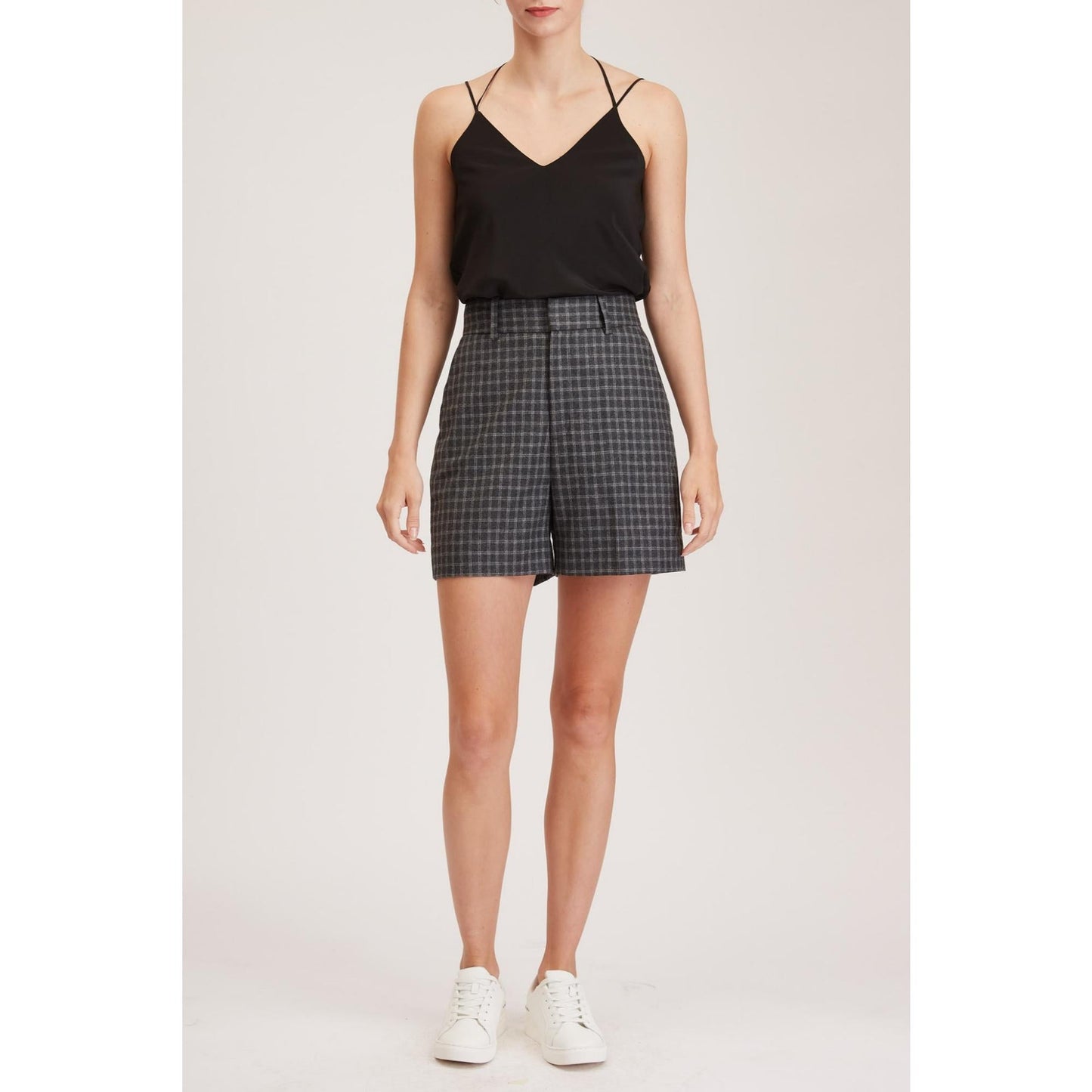 Women Bolton Shorts - Tailored High Waisted Shorts - Dark Grey