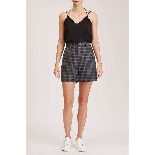 Women Bolton Shorts - Tailored High Waisted Shorts - Dark Grey