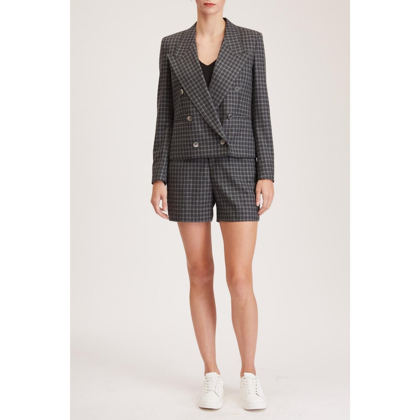 Women Bolton Shorts - Tailored High Waisted Shorts - Dark Grey