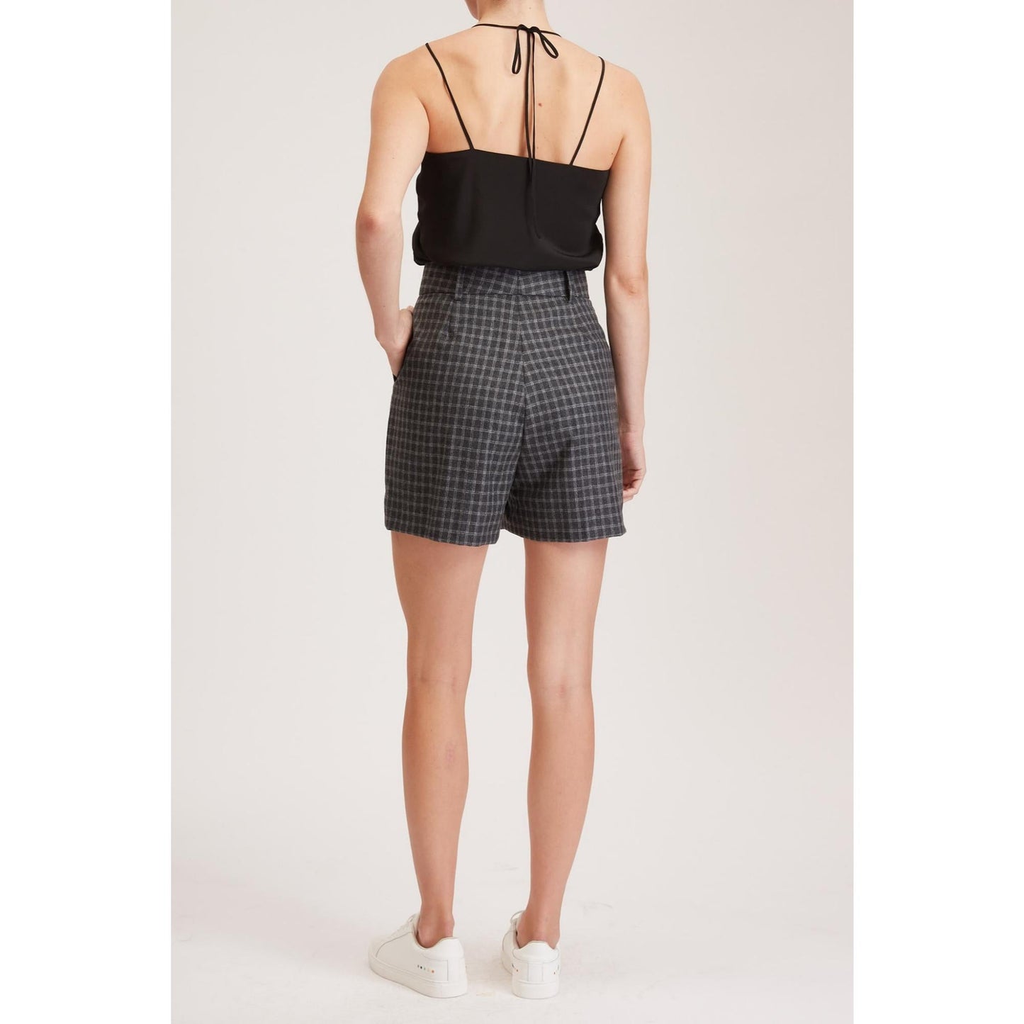 Women Bolton Shorts - Tailored High Waisted Shorts - Dark Grey