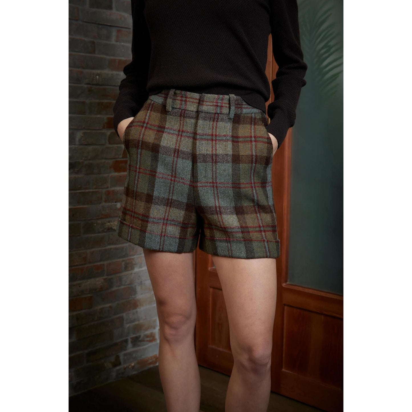 Women Loule Short - Tailored Tartan Shorts - Leaf Brown