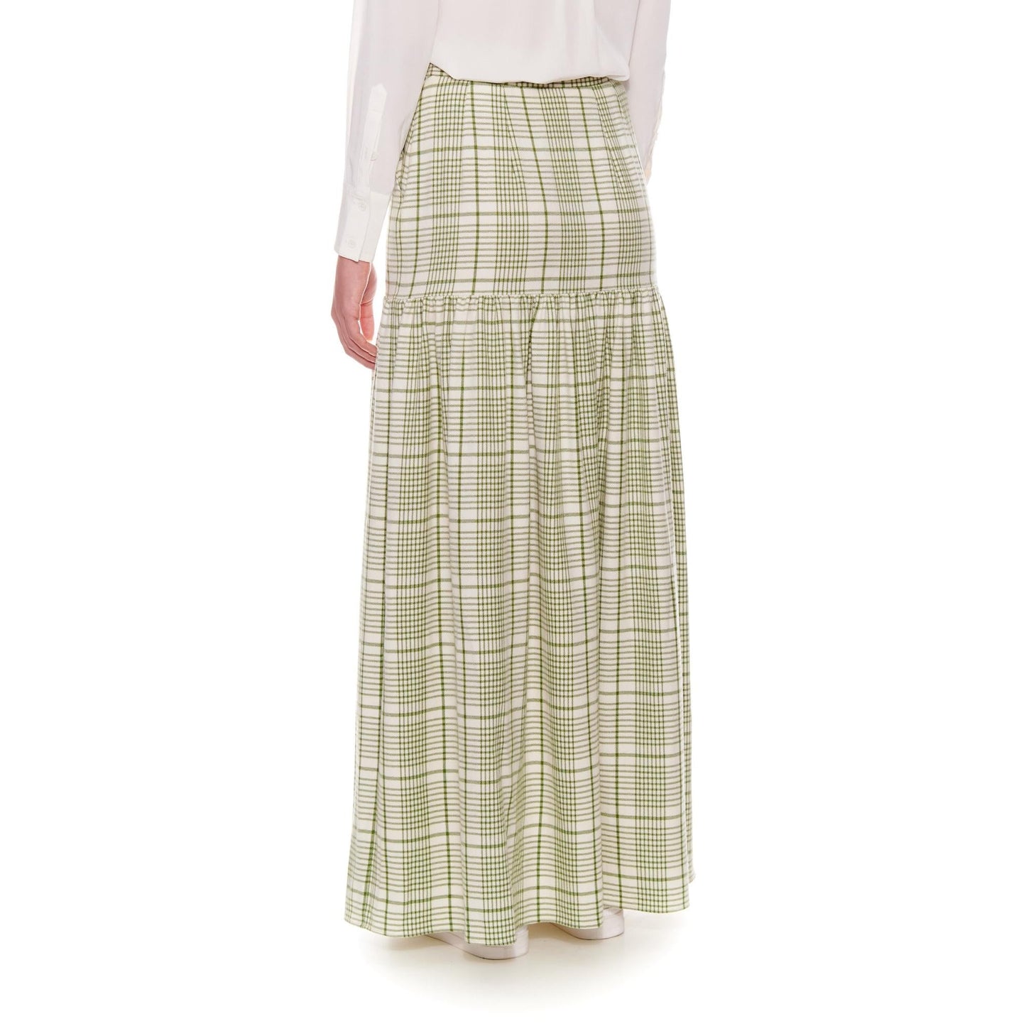 Women Reims Skirt - High-Waisted Maxi Skirt in Green Print