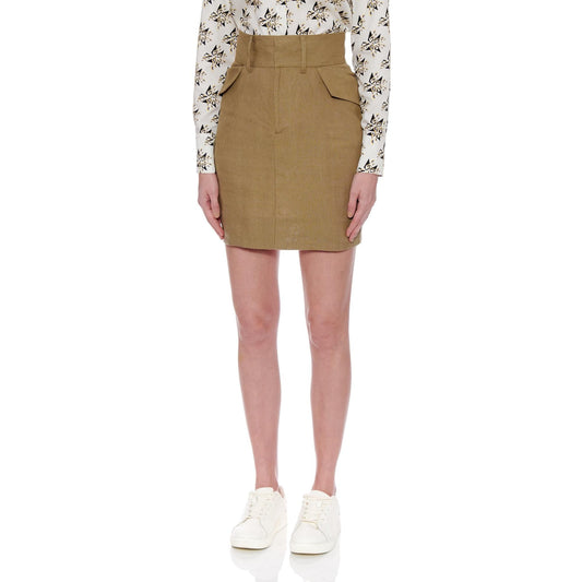 Women La Linea Skirt - Summer Short Skirt With Side Pockets - Green