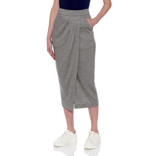 Women Valencia Skirt - Jersey Knee Length Drape Skirt - Grey Jersey