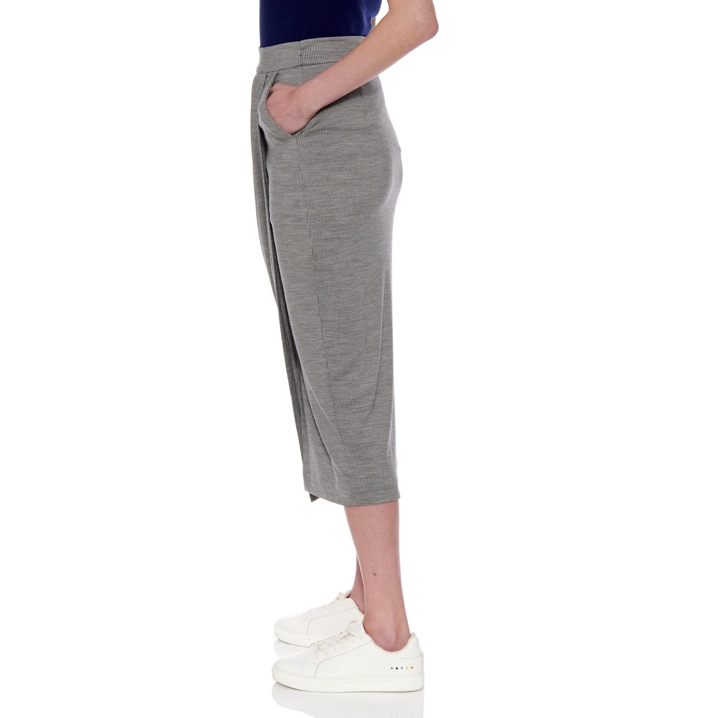 Women Valencia Skirt - Jersey Knee Length Drape Skirt - Grey Jersey