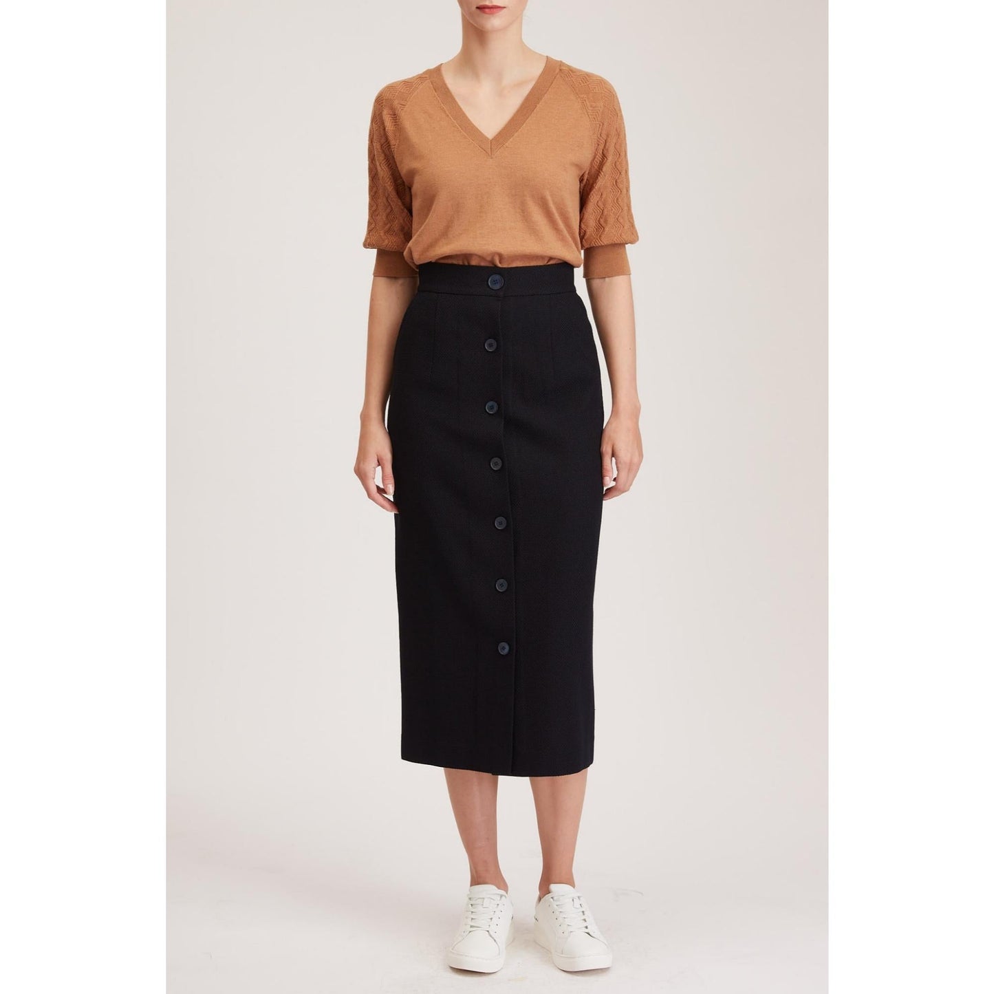 Women Richmond Skirt - Maxi Skirt in Navy Wool Blend