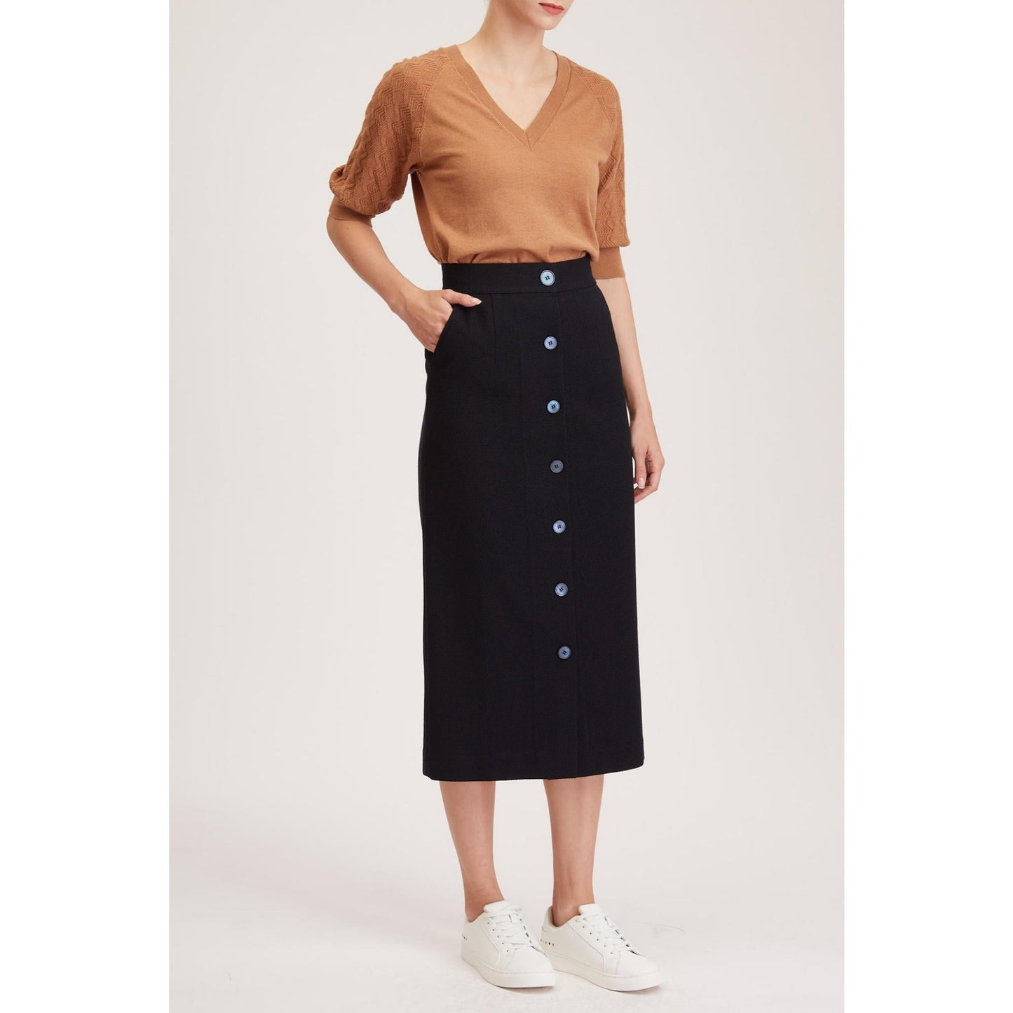 Women Richmond Skirt - Maxi Skirt in Navy Wool Blend