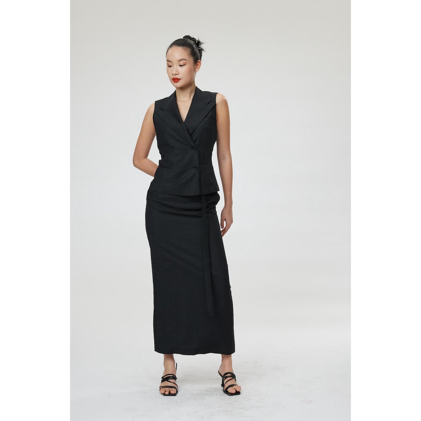 Women Florence Skirt - Maxi Pencil Skirt in Black