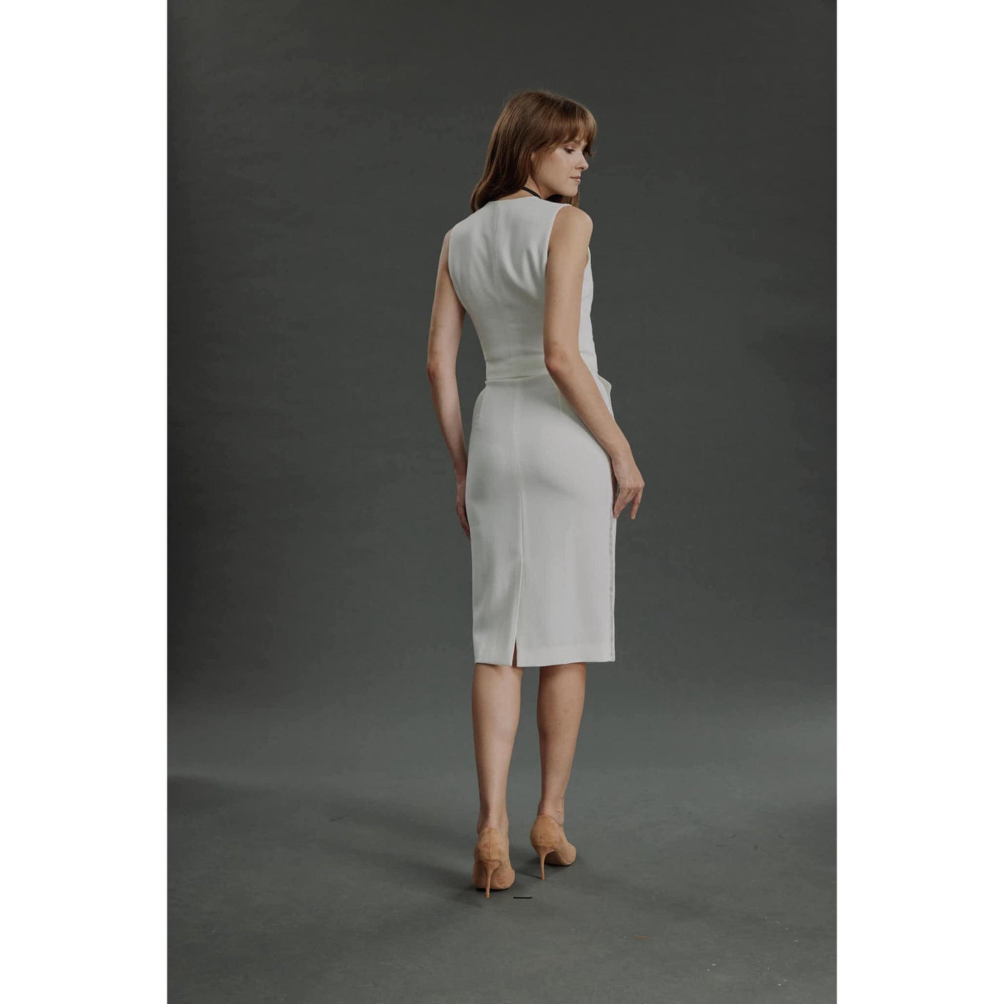 Women Almeirim - Limited Edition Skirt - Pencil Skirt in Wool Crepe - Daisy White