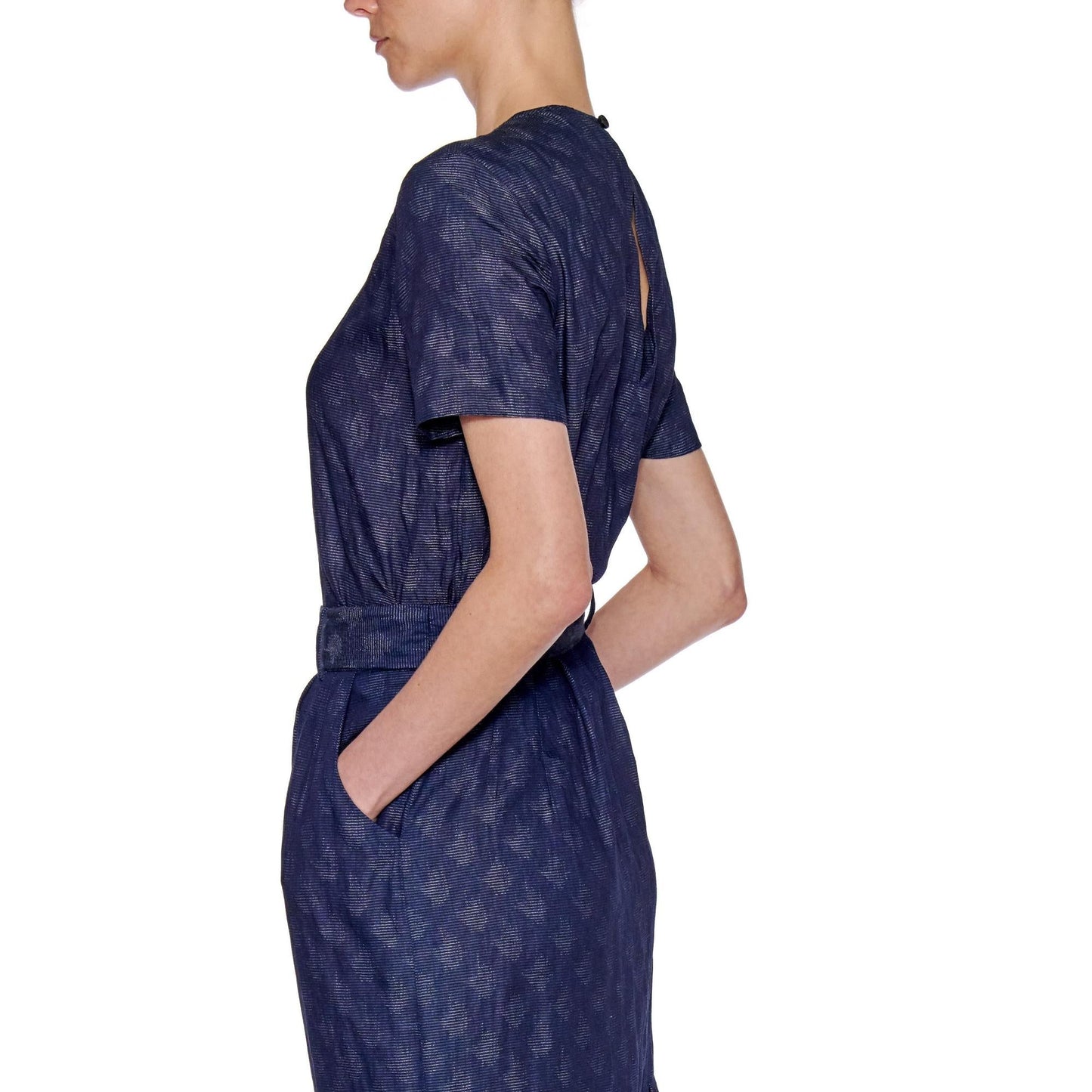 Women Segovia Top - Loose Fit Minimal Crew Blouse - Navy