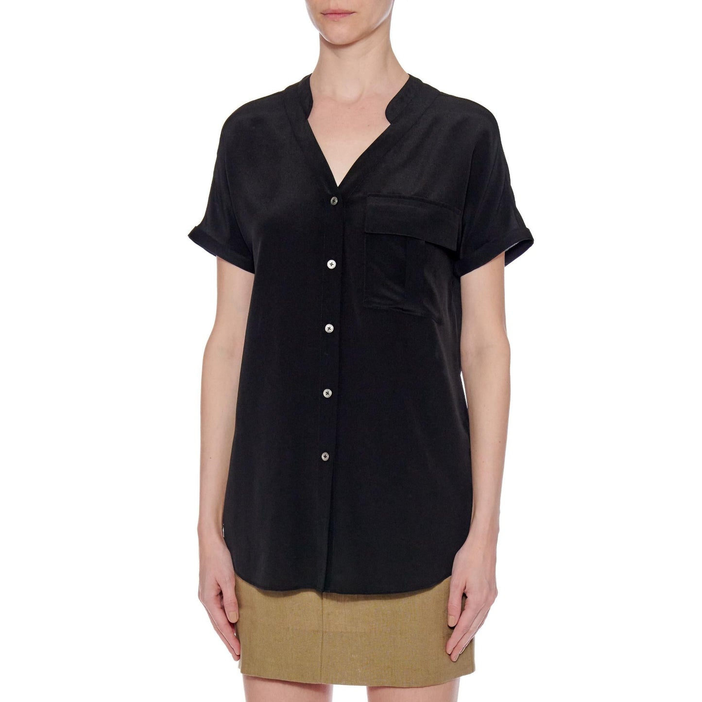 Women Lleida Top - Short Sleeve Loose Fit Summer Blouse in Black