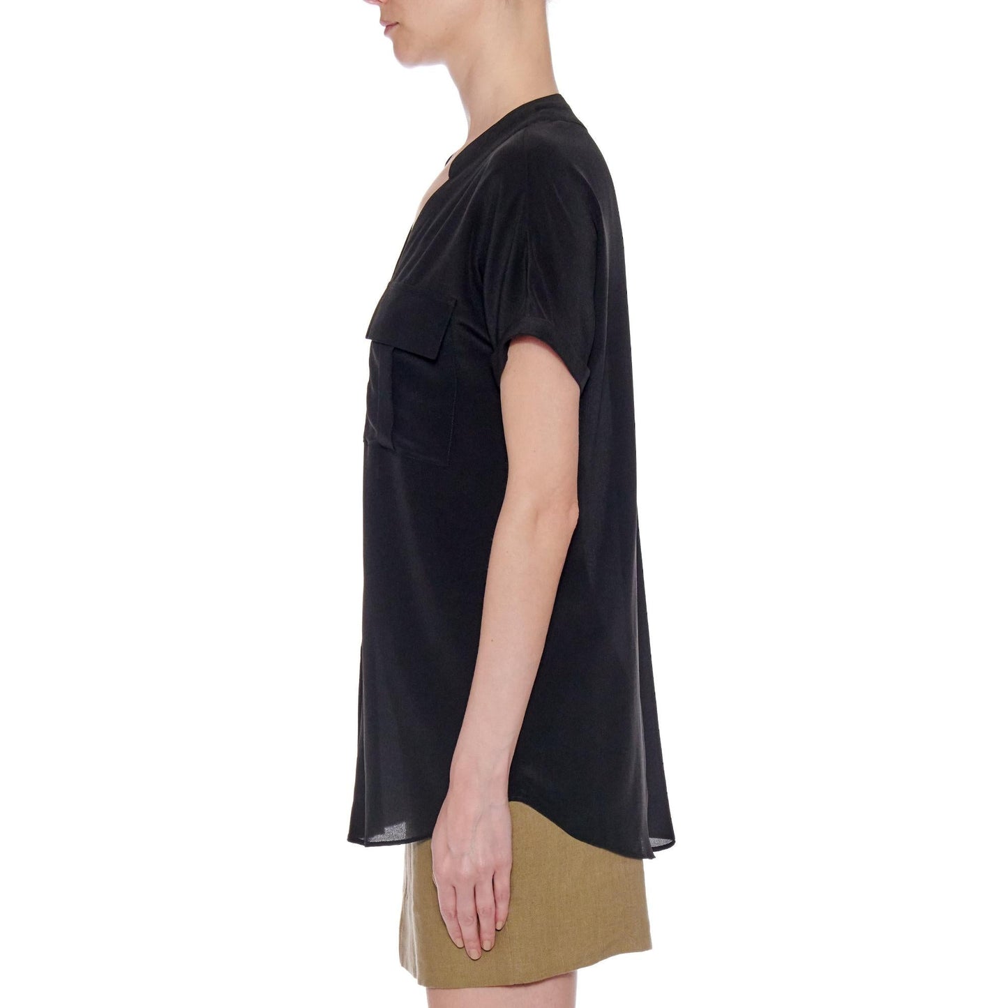Women Lleida Top - Short Sleeve Loose Fit Summer Blouse in Black