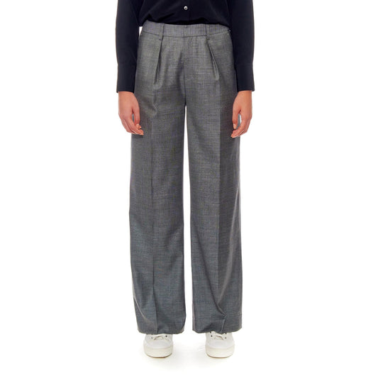 Women Rennes Trousers - Wide Leg, Tailored Wool Trousers - Grey