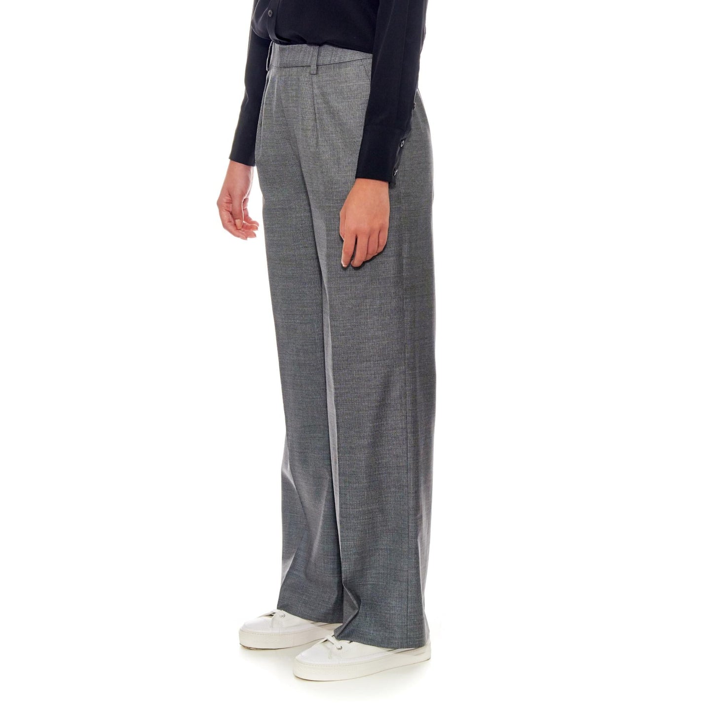 Women Rennes Trousers - Wide Leg, Tailored Wool Trousers - Grey