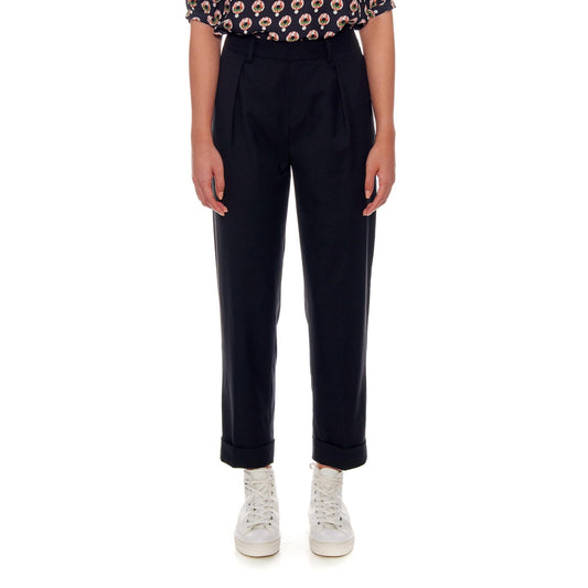 Women Nantes - High-Waisted, Cigarette Wool Trousers in Black