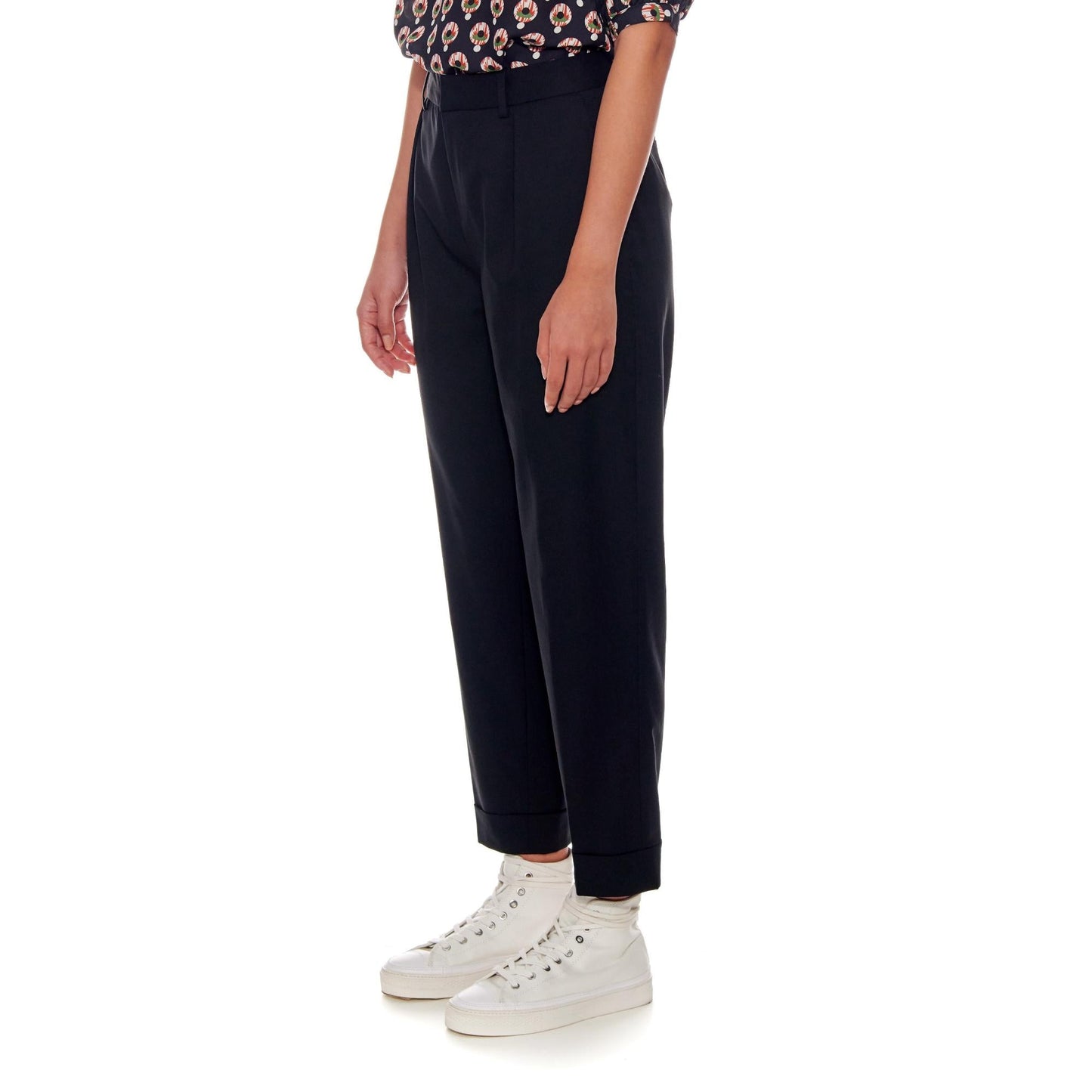 Women Nantes - High-Waisted, Cigarette Wool Trousers in Black