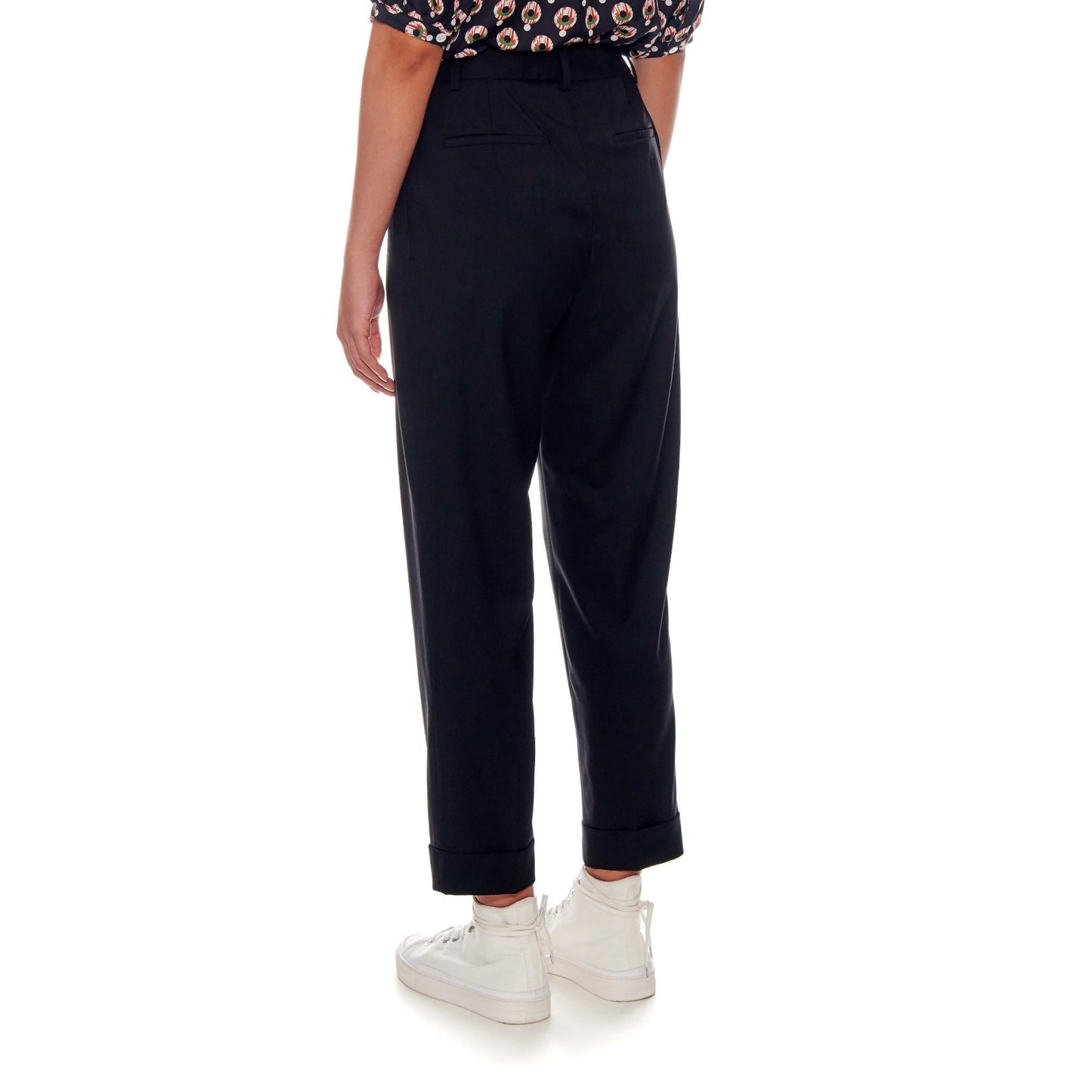 Women Nantes - High-Waisted, Cigarette Wool Trousers in Black