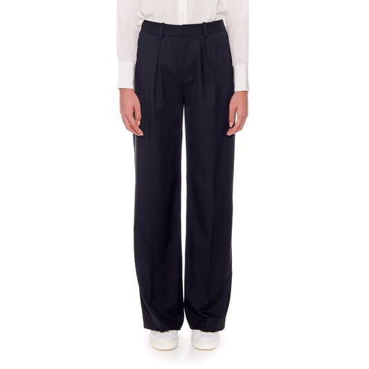 Women Rennes - Wide Leg, Tailored Wool Trousers in Black