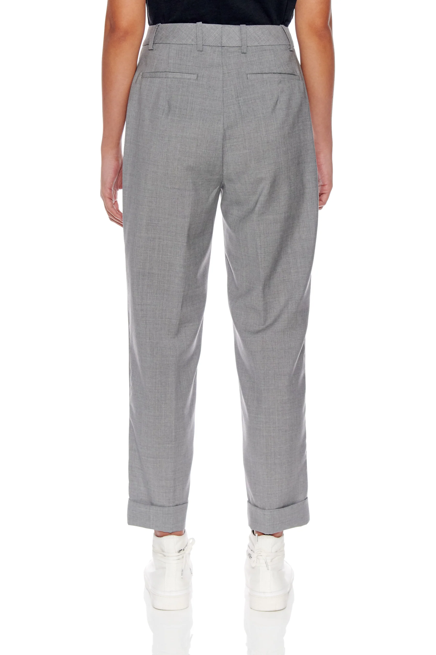 Women Nantes Trousers - High-Waisted, Cigarette Wool Trousers in Grey