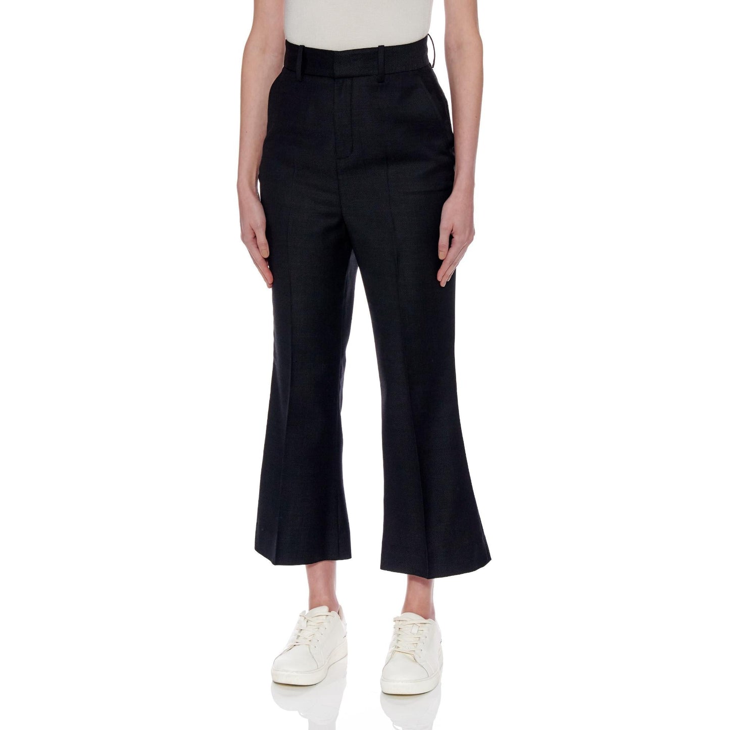 Women Vigo Trousers - Cropped Slim Bootcut Trousers - Black