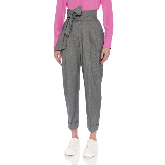 Women Huesca Trousers - High Waisted Pleated Cigarette Trouser - Black