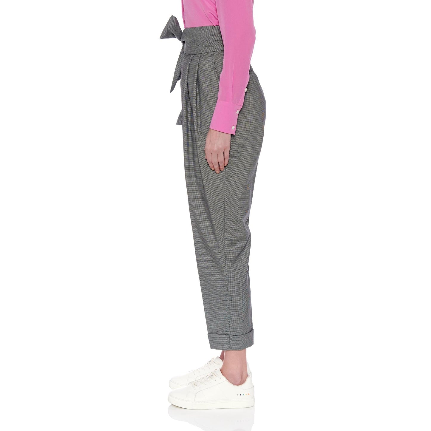 Women Huesca Trousers - High Waisted Pleated Cigarette Trouser - Black