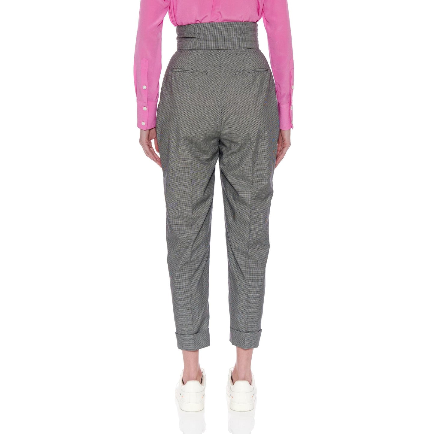Women Huesca Trousers - High Waisted Pleated Cigarette Trouser - Black