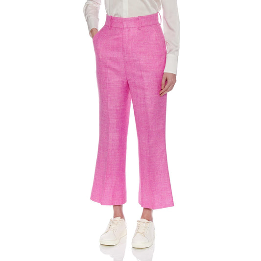 Women Vigo Trousers - Cropped Slim Bootcut Trousers - Pink