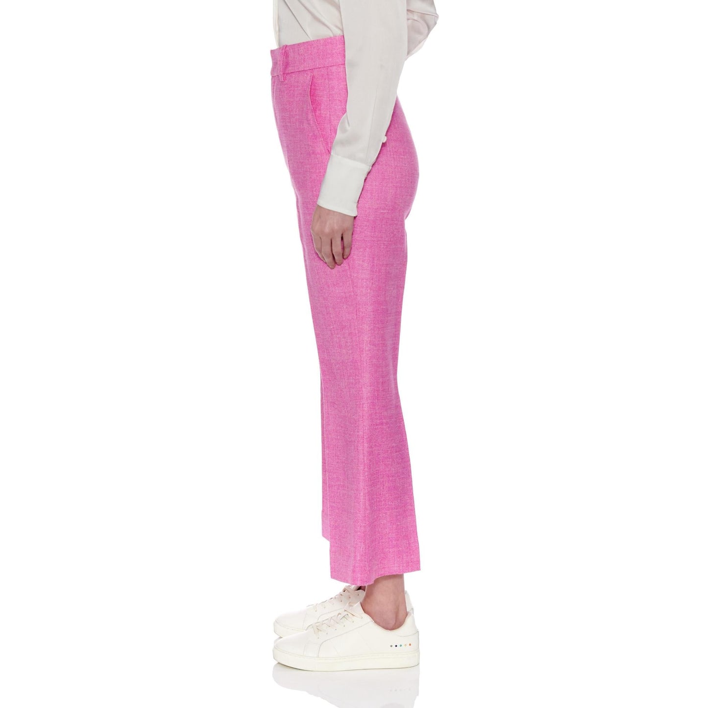 Women Vigo Trousers - Cropped Slim Bootcut Trousers - Pink