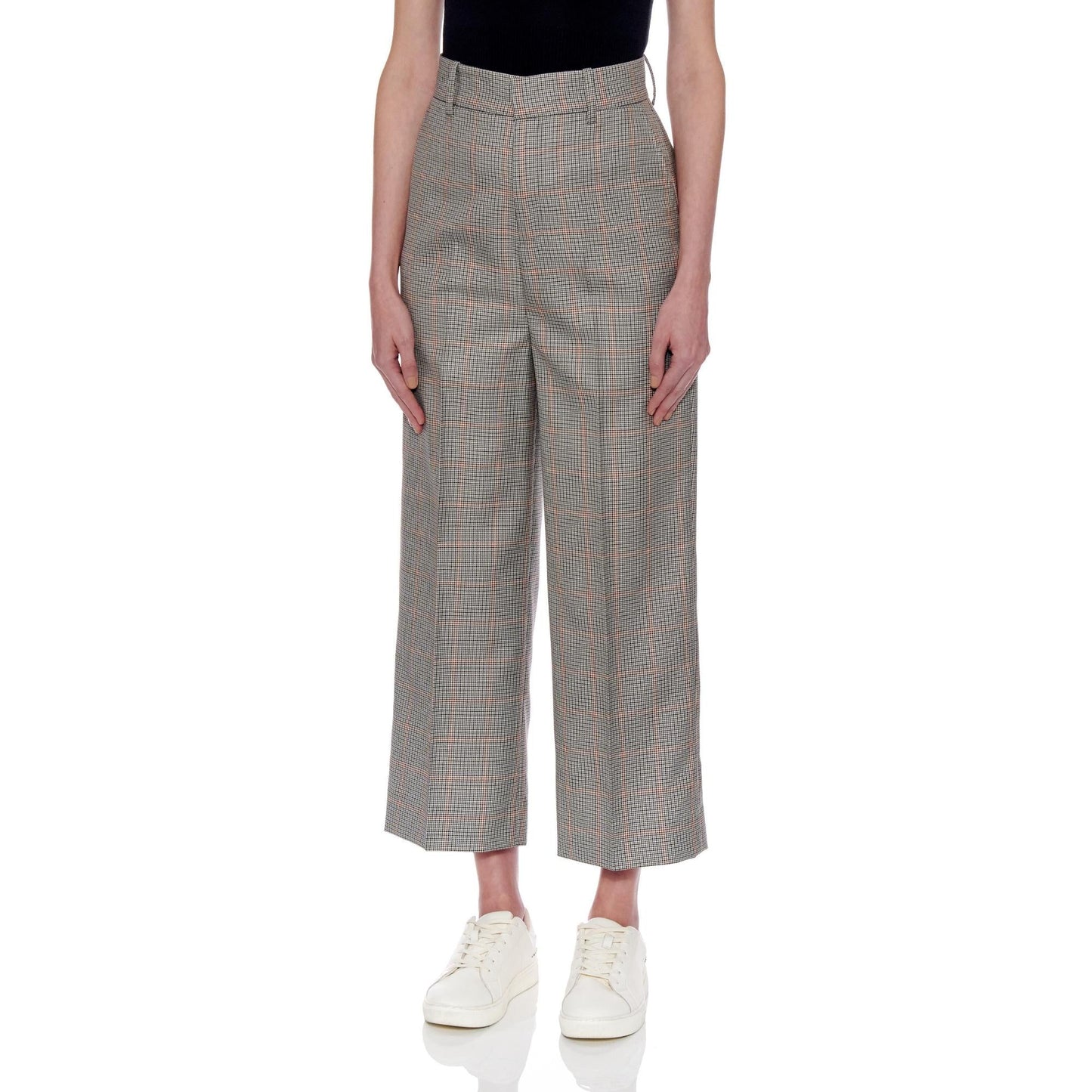 Women Teruel Trousers - High-Waisted Wideleg Cropped Trousers - Black/Grey