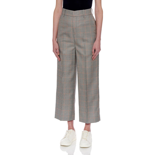 Women Teruel Trousers - High-Waisted Wideleg Cropped Trousers - Black/Grey