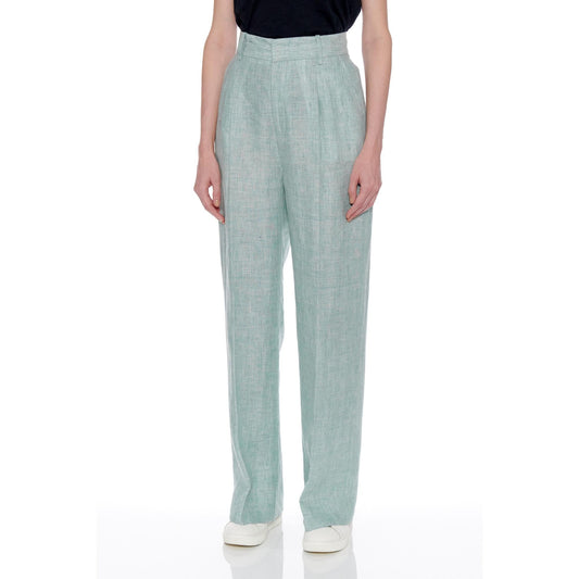 Women Almeria Trousers - Wide Leg, High Waisted Long Trousers - Mint