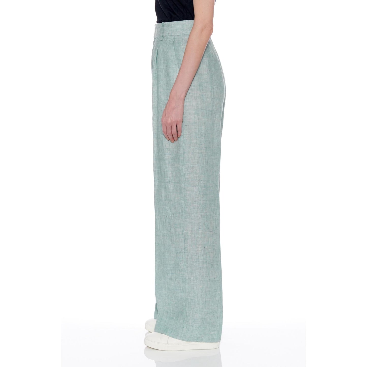 Women Almeria Trousers - Wide Leg, High Waisted Long Trousers - Mint