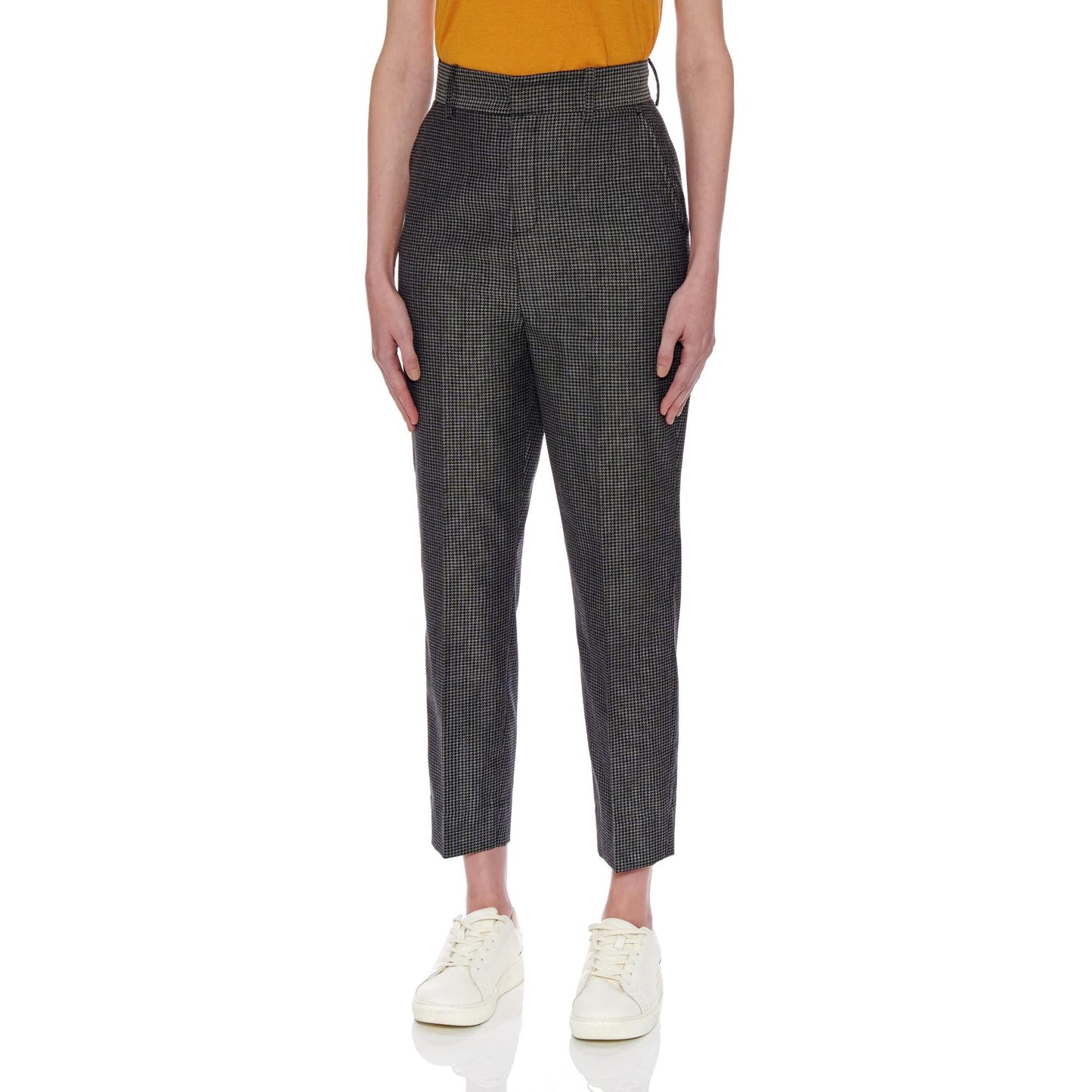 Women Dunkrik Trousers - High-Waisted Slim Cigarette Trousers in Black
