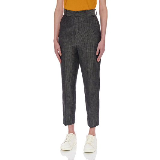 Women Dunkrik Trousers - High-Waisted Slim Cigarette Trousers in Black
