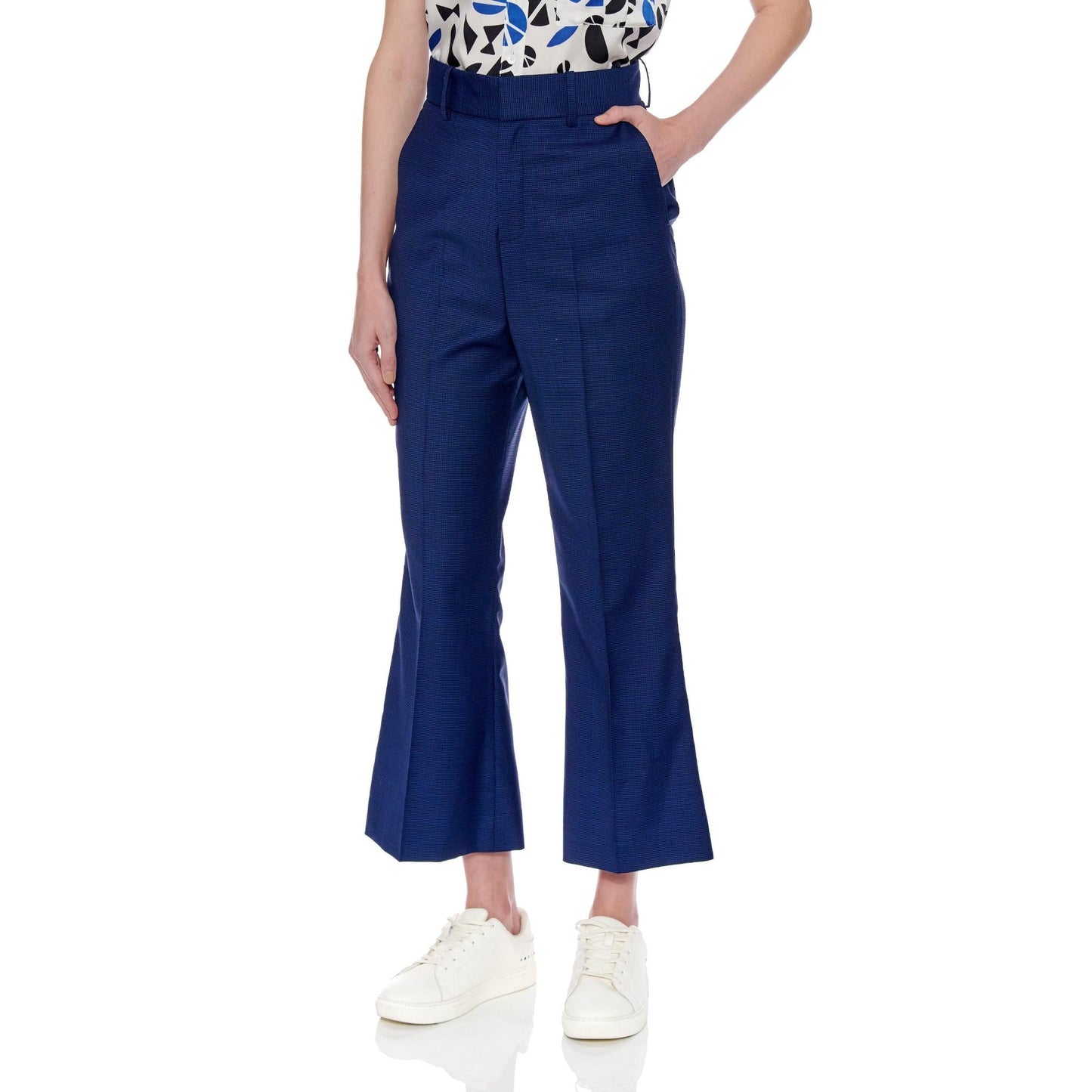 Women Vigo Trousers - Cropped Slim Bootcut Trousers - D.Blue