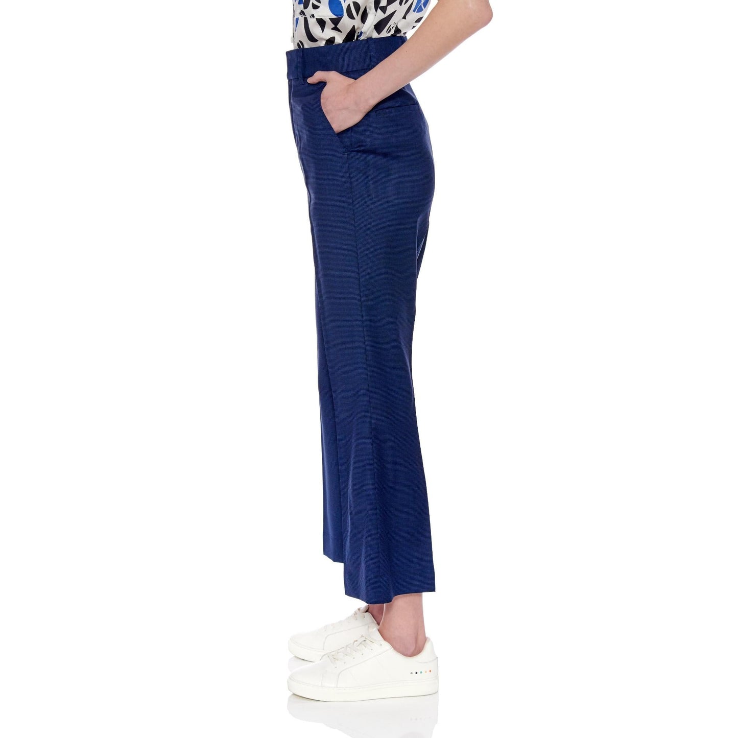 Women Vigo Trousers - Cropped Slim Bootcut Trousers - D.Blue