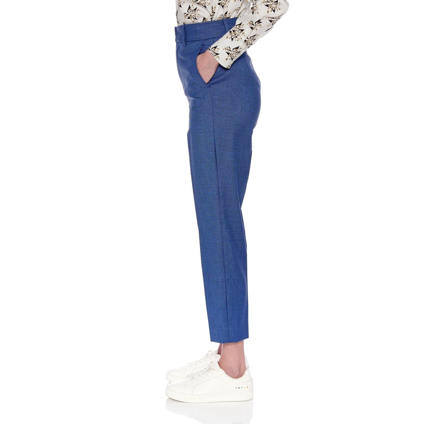 Women Dunkrik Trousers - High-Waisted Slim Cigarette Trousers in Blue