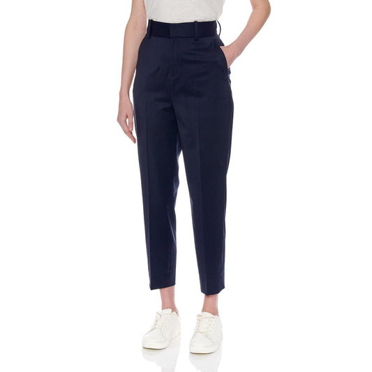 Women Dunkrik Trousers - High-Waisted Slim Cigarette Trousers in Navy